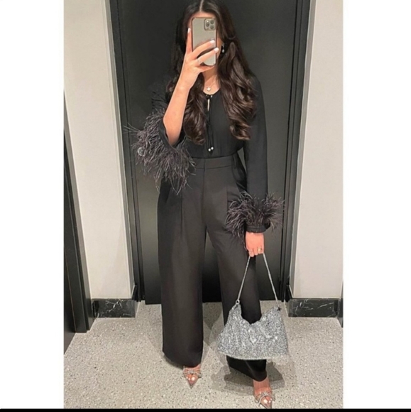 Zara Flowy Feather Blouse - Picture 6 of 10